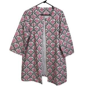 Trimdin Jacket Womens XS Pink Filagree Open Front Cotton Madison Collection